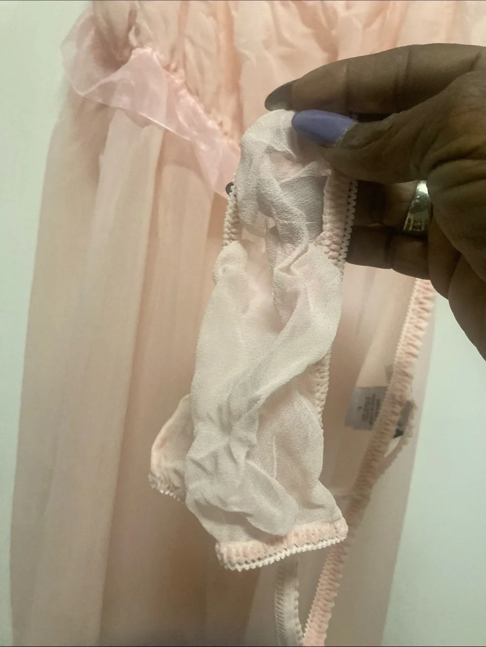 IVY & ANNABELLE/Sheer Ruffle Chemise Nightgown in Light Pink